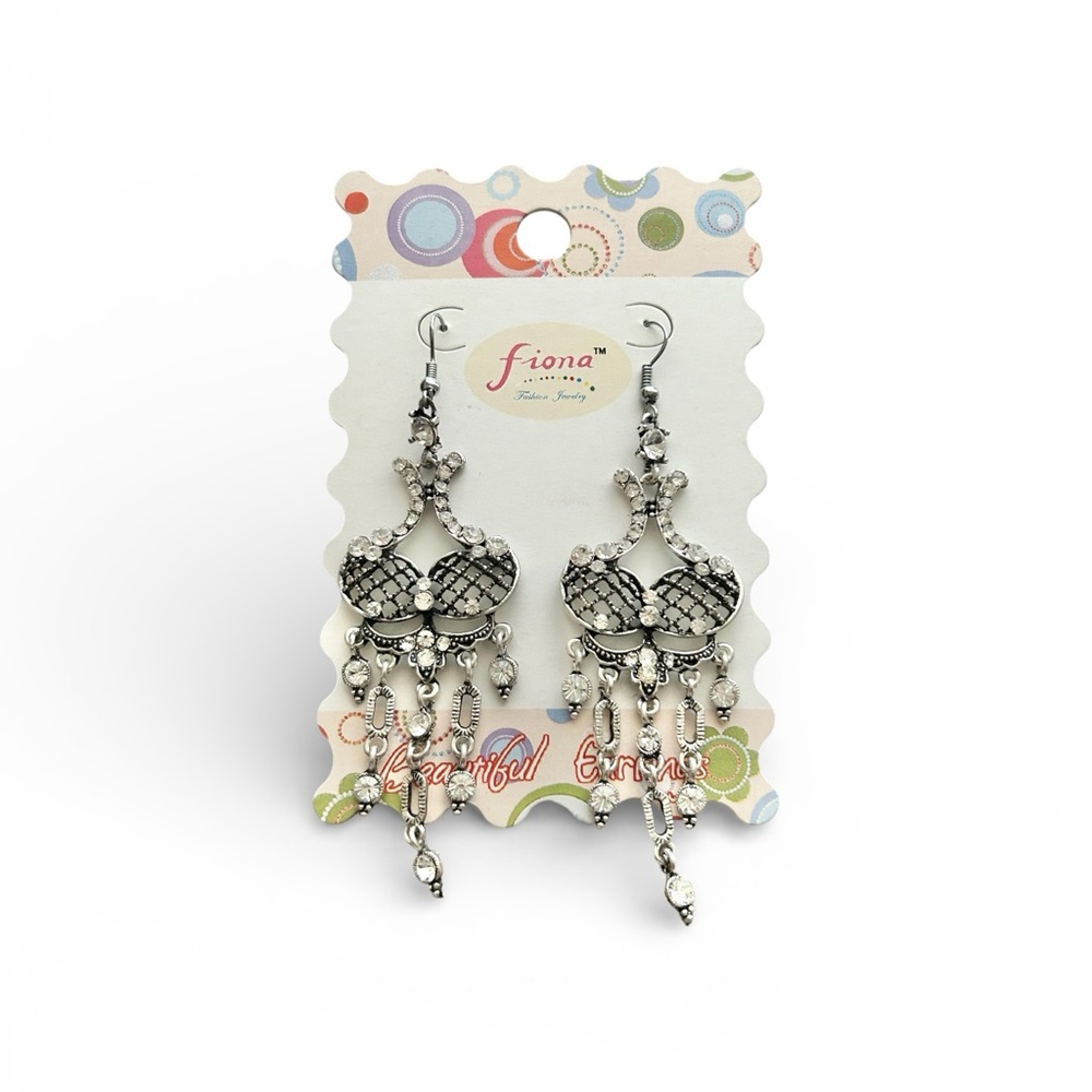 NWT Fiona Clear Rhinestone Chandelier Drop Earrings